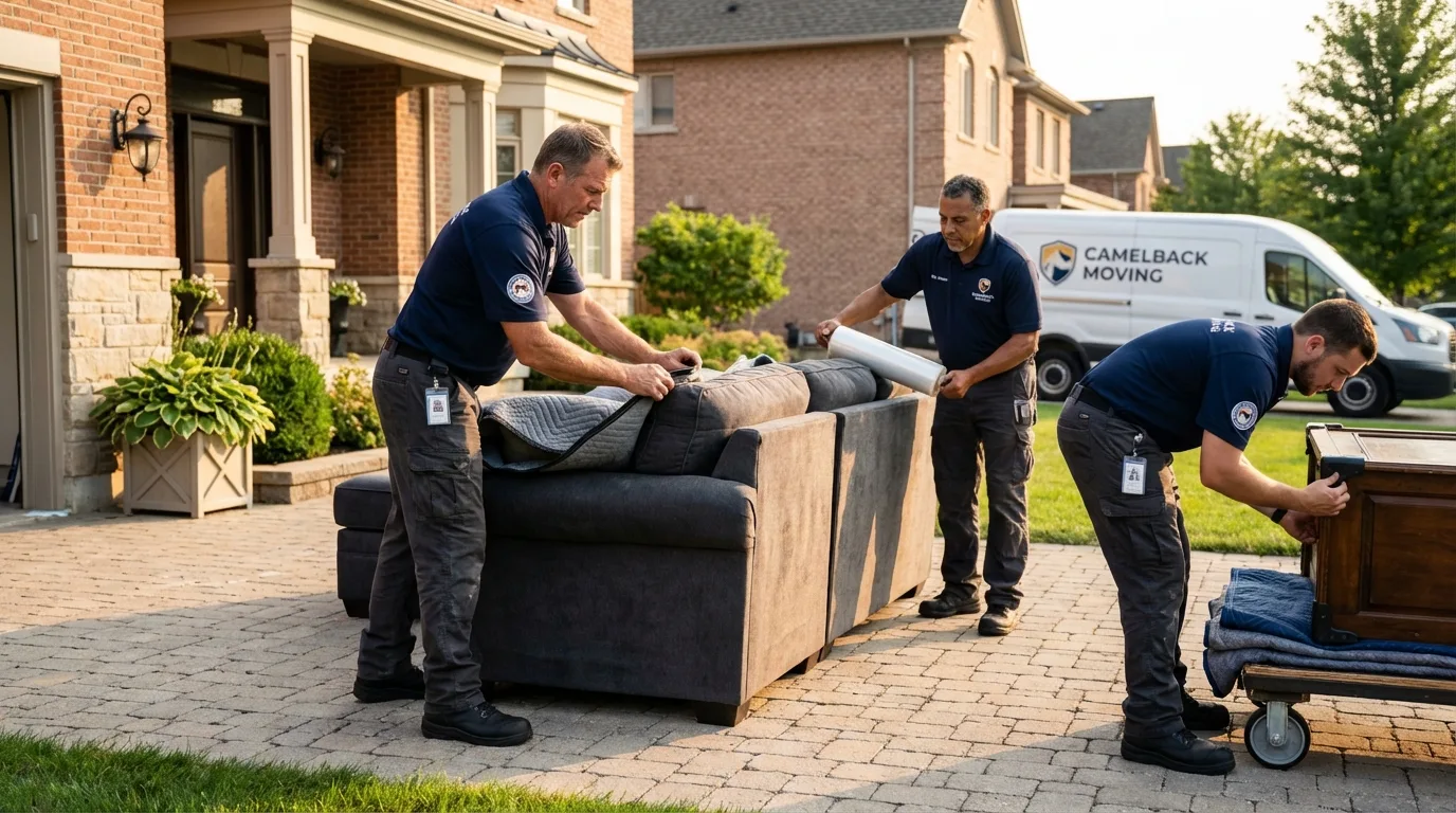 Large estate moving crew wrapping furniture in Gilbertsville, PA