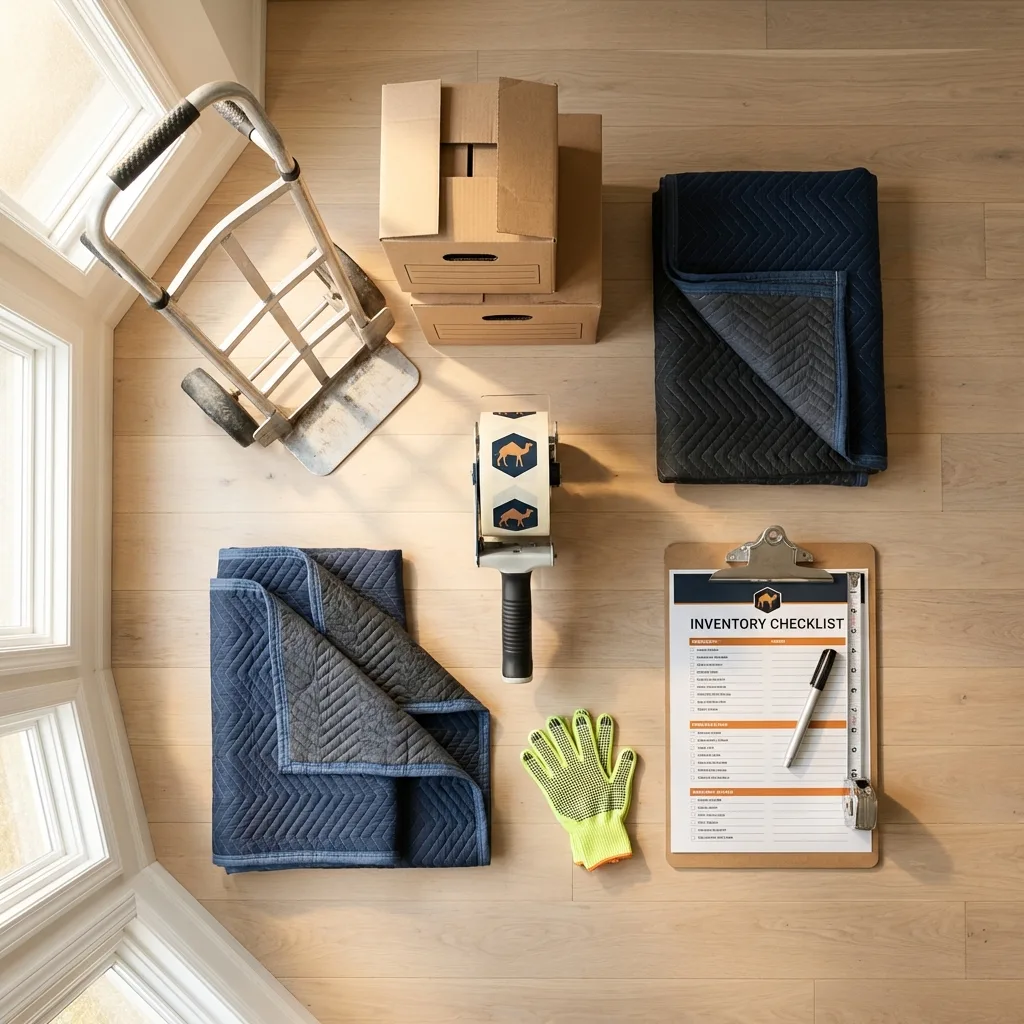 Professional moving supplies and packing materials layout for Gilbertsville residential relocations
